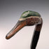 British vintage twisted black shaft walking stick with painted duckhead handle, 94cm